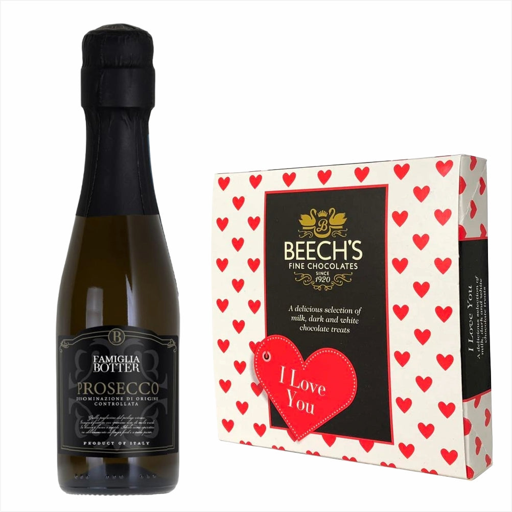 Botter Prosecco 200ml & Love You ChocolatesBotter Prosecco 200ml & Love You Chocolates Italy, Veneto Pale light yellow colour with fine perlage. Delicately fruity slightly aromatic bouquet with hints of flowers among which honey and wild apple scents can