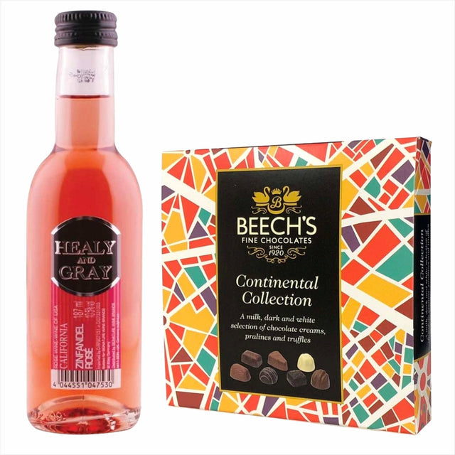 Healy & Gray Zinfandel Rose 18.7ml & Continental ChocolatesHealy & Gray Zinfandel Rose 18.7ml & Continental Chocolates Healy & Gray Zinfandel Rose California 18.7ml Bright salmon pink colour and fresh nose of raspberry and strawberry. Celebrates life's me