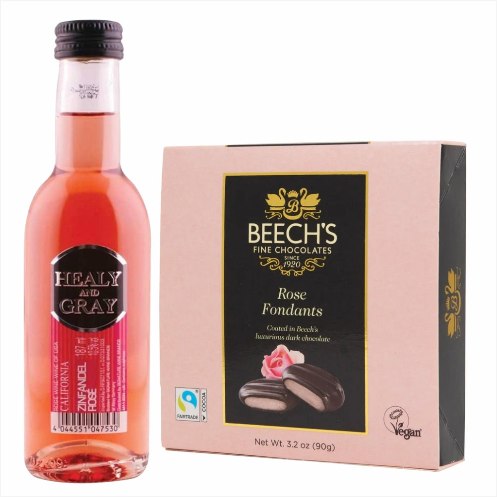 Healy & Gray Zinfandel Rose 18.7ml & Rose FondantsHealy & Gray Zinfandel Rose 18.7ml & Rose Fondants Healy & Gray Zinfandel Rose California 18.7ml Bright salmon pink colour and fresh nose of raspberry and strawberry. Celebrates life's memorable moments wi
