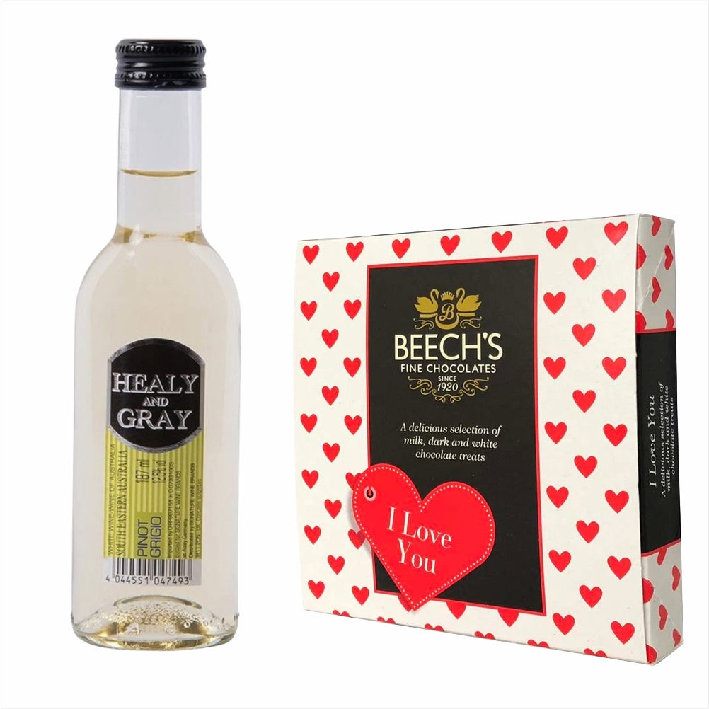 Healy & Gray Pinot Grigio 18.7cl Love You ChocolatesHealy & Gray Pinot Grigio 18.7cl & Love You Chocolates The ever popular Pinot Grigio.Crisp & refreshing with fruity aromas and flavours of citrus and apple£11.99