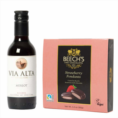Via Alta Merlot 18.7cl Great stuff! & Strawberry Fondants ChocolatesVia Alta Merlot 18.7cl Great stuff! & Strawberry Fondants Chocolates Rich and concentrated that packs all you want from this easy drinking Merlot . Great stuff! & Strawberry Fondants Choc