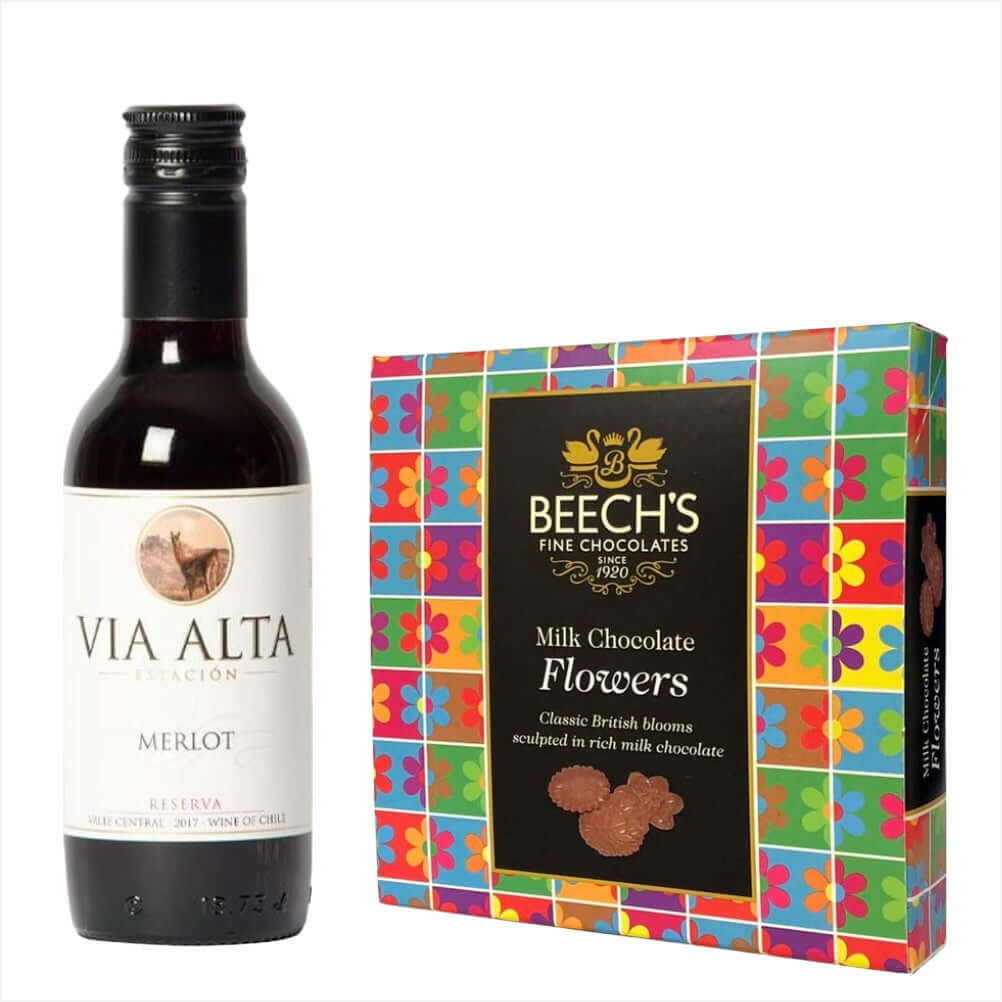 Via Alta Merlot 18.7cl Great stuff! & Milk Flowers ChocolatesVia Alta Merlot 18.7cl Great stuff! & Milk Flowers Chocolates Rich and concentrated that packs all you want from this easy drinking Merlot . Great stuff! & Milk Flowers Chocolates£11.99