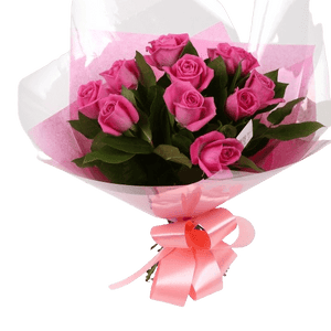 12 Pink Roses Bouquet